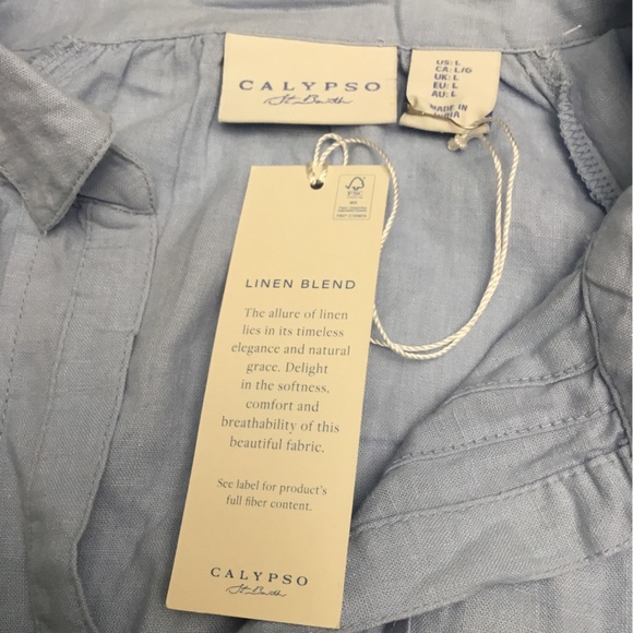 Calypso St. Barth Light Blue Button-Down Midi Dress - Picture 13 of 13